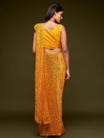 Yellow Pure Georgette Saree